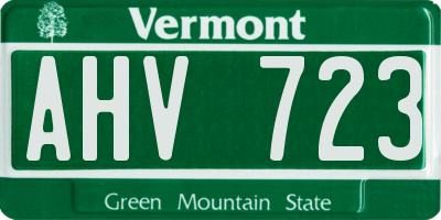 VT license plate AHV723