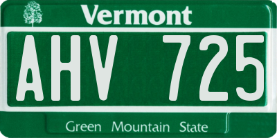 VT license plate AHV725