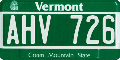 VT license plate AHV726