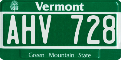VT license plate AHV728
