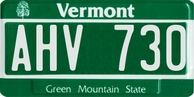 VT license plate AHV730