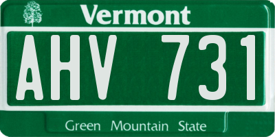 VT license plate AHV731