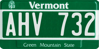 VT license plate AHV732
