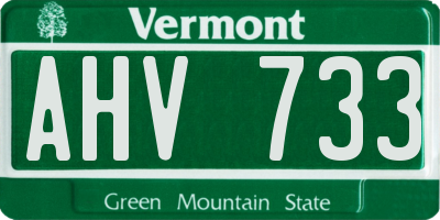 VT license plate AHV733