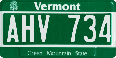 VT license plate AHV734