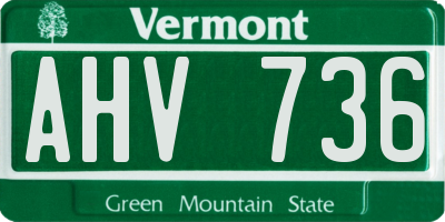 VT license plate AHV736