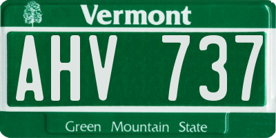 VT license plate AHV737