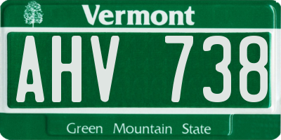 VT license plate AHV738