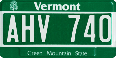 VT license plate AHV740