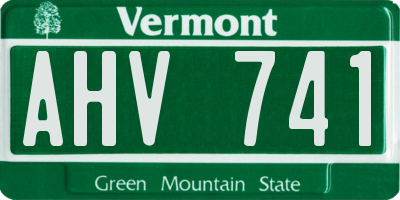 VT license plate AHV741