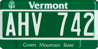 VT license plate AHV742