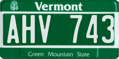 VT license plate AHV743