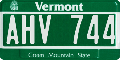 VT license plate AHV744
