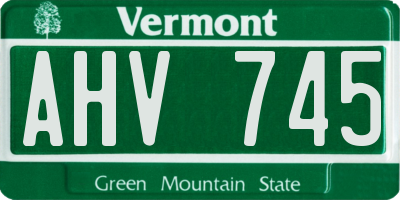 VT license plate AHV745