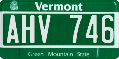 VT license plate AHV746