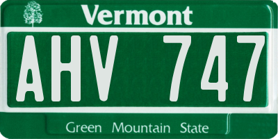 VT license plate AHV747
