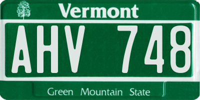 VT license plate AHV748