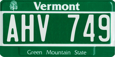 VT license plate AHV749