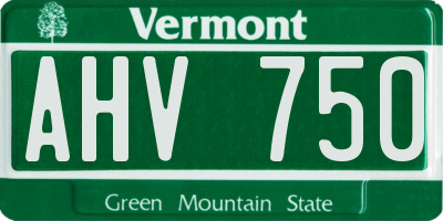 VT license plate AHV750