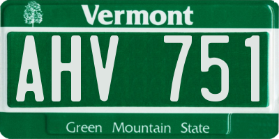 VT license plate AHV751