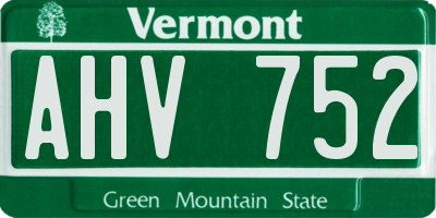 VT license plate AHV752