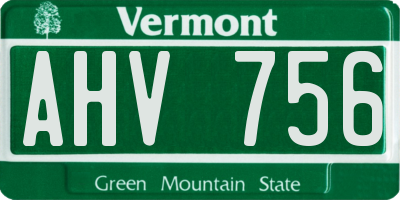 VT license plate AHV756