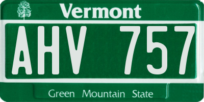 VT license plate AHV757
