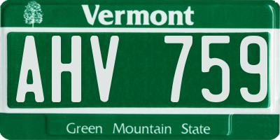 VT license plate AHV759