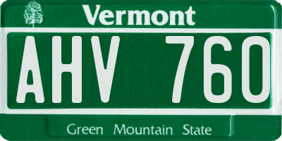 VT license plate AHV760