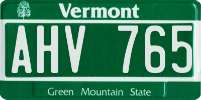 VT license plate AHV765
