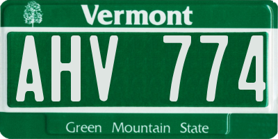 VT license plate AHV774