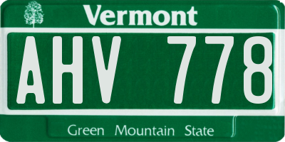VT license plate AHV778
