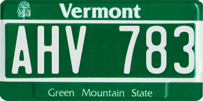 VT license plate AHV783