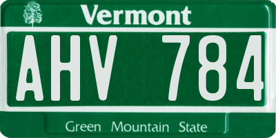 VT license plate AHV784