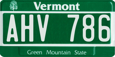 VT license plate AHV786