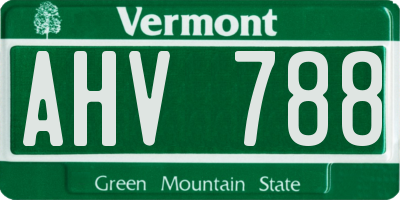 VT license plate AHV788