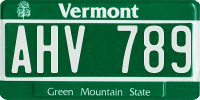 VT license plate AHV789