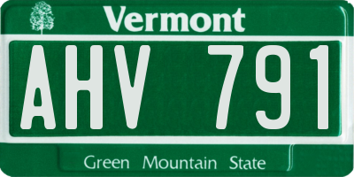 VT license plate AHV791