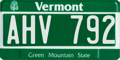 VT license plate AHV792