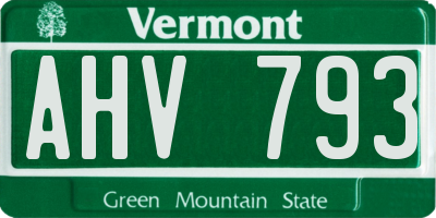 VT license plate AHV793