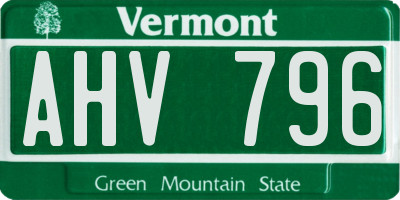 VT license plate AHV796