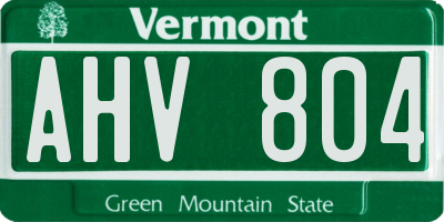 VT license plate AHV804