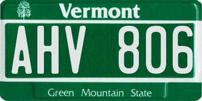 VT license plate AHV806