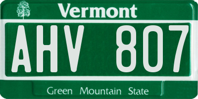 VT license plate AHV807