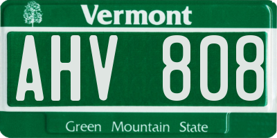 VT license plate AHV808
