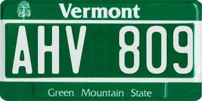 VT license plate AHV809