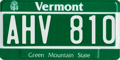 VT license plate AHV810