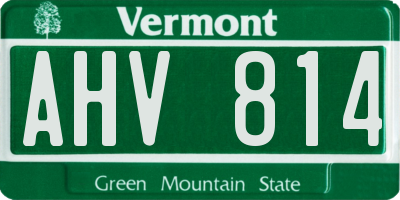 VT license plate AHV814
