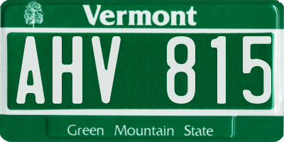 VT license plate AHV815