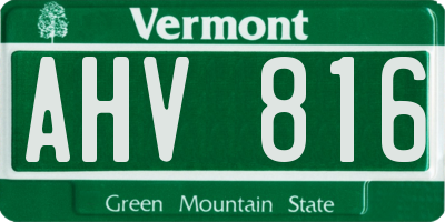 VT license plate AHV816
